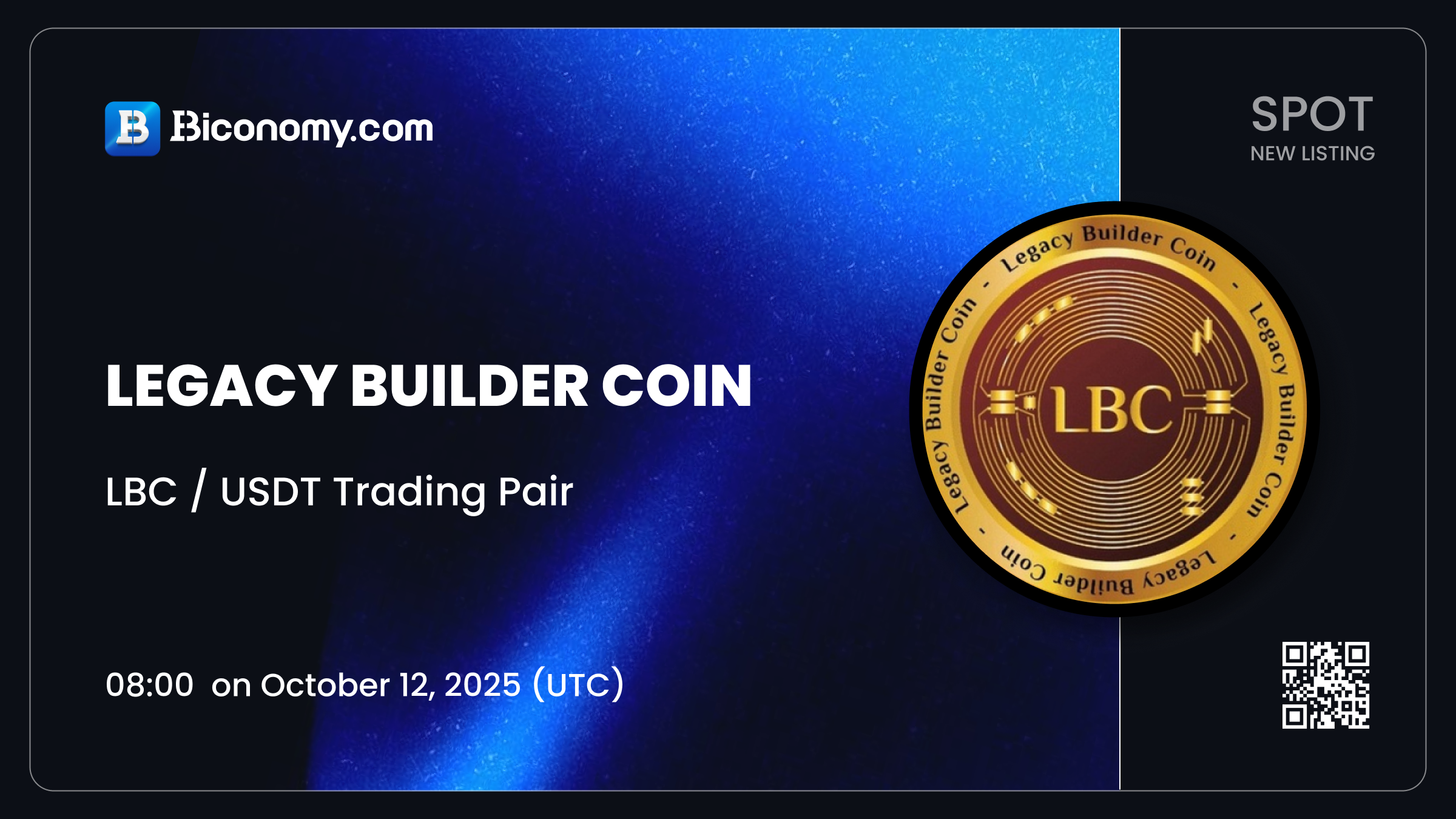 Biconomy.com New Listing Legacy Builder Coin (LBC) for Spot Trading! –  Biconomy | Support Center